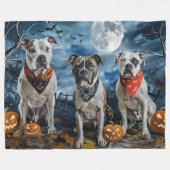 American Staffordshire Halloween Spooky Fleecedecke (Vorderseite (Horizontal))