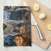 American Staffordshire Halloween Spooky Geschirrtuch (Viertel Falte)