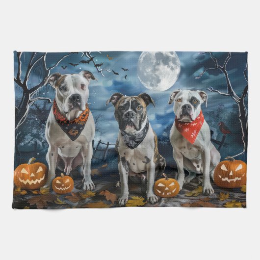 American Staffordshire Halloween Spooky Geschirrtuch (Horizontal)