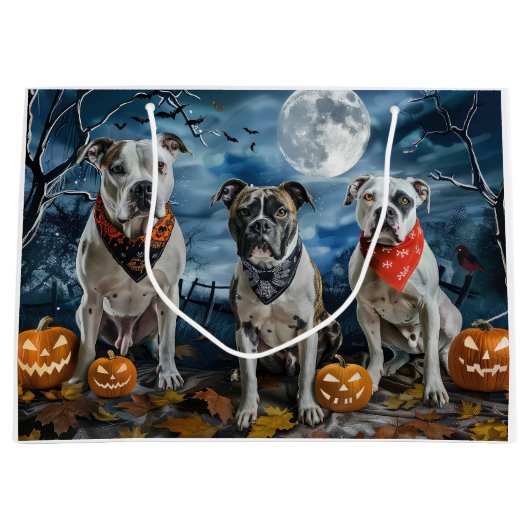 American Staffordshire Halloween Spooky Große Geschenktüte (Vorderseite)