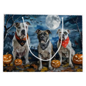 American Staffordshire Halloween Spooky Große Geschenktüte (Rückseite)