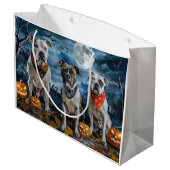 American Staffordshire Halloween Spooky Große Geschenktüte (Rückseite Schrägansicht)