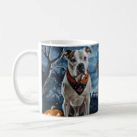 American Staffordshire Halloween Spooky Kaffeetasse (Links)