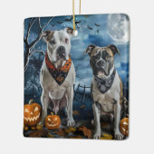 American Staffordshire Halloween Spooky Keramikornament (Links)