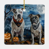 American Staffordshire Halloween Spooky Keramikornament (Rückseite)