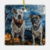 American Staffordshire Halloween Spooky Keramikornament (Vorderseite)