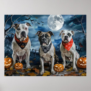 American Staffordshire Halloween Spooky Poster