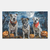 American Staffordshire Halloween Spooky Rechteckiger Aufkleber (Vorderseite)