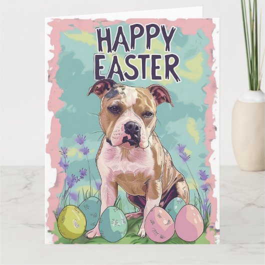 American Staffordshire Happy Oaster Karte (Vorderseite)
