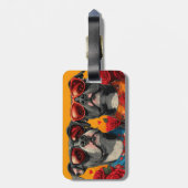 American Staffordshire Heart Rose Valentinstag Gepäckanhänger (Rückseite vertikal)