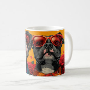 American Staffordshire Herz Rosen Valentinstag Kaffeetasse