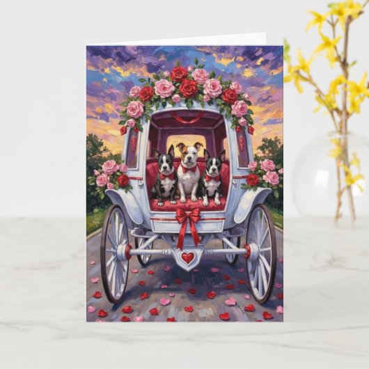 American Staffordshire Hund Valentinstag Karte (Gelbe Blume)