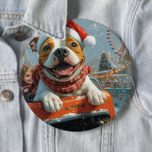 American Staffordshire Hund Weihnachten Button
