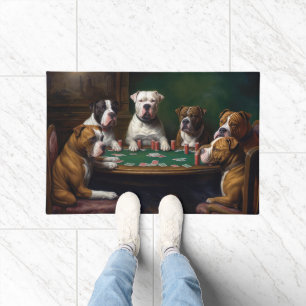 American Staffordshire Hunde beim Pokerspielen Kun Fußmatte