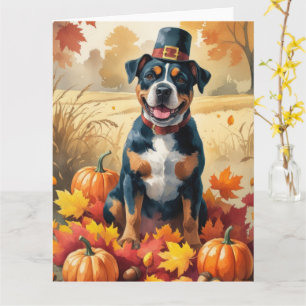 American Staffordshire in Herbst Leaves Karte
