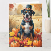 American Staffordshire in Herbst Leaves Karte (Vorderseite)