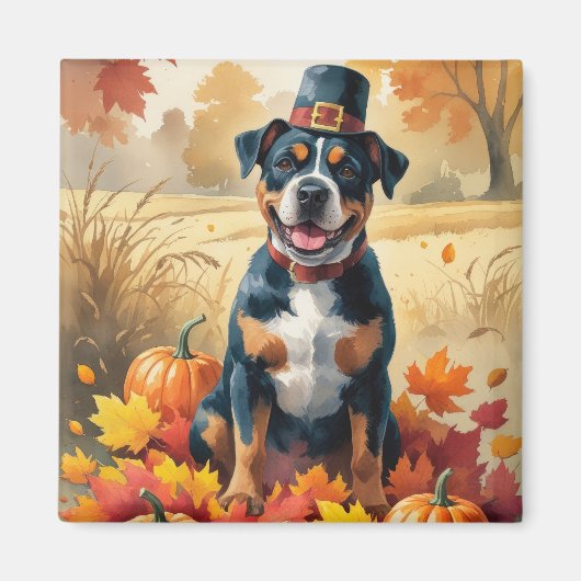 American Staffordshire in Herbst Leaves Magnet (Vorne)