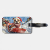 American Staffordshire in Sledge Christmas Gepäckanhänger (Rückseite horizontal)
