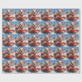 American Staffordshire in Sledge Christmas Geschenkpapier (Flach)
