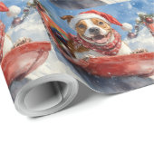 American Staffordshire in Sledge Christmas Geschenkpapier (Rolleneckpunkt)
