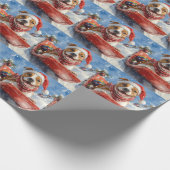 American Staffordshire in Sledge Christmas Geschenkpapier (Ecke)