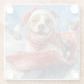 American Staffordshire in Sledge Christmas Glasuntersetzer (Rückseite)