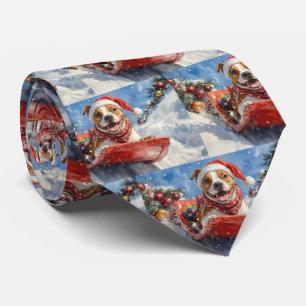 American Staffordshire in Sledge Christmas Krawatte