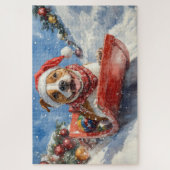 American Staffordshire in Sledge Christmas Puzzle (Vertikal)