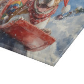 American Staffordshire in Sledge Christmas Schneidebrett (Ecke)