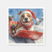 American Staffordshire in Sledge Christmas Serviette (Vorderseite)