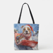 American Staffordshire in Sledge Christmas Tasche (Rückseite)