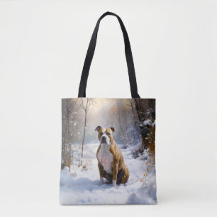 American Staffordshire Lass es schneien Weihnachte Tasche