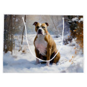American Staffordshire Let It Snow Christmas Große Geschenktüte (Rückseite)