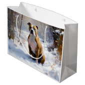 American Staffordshire Let It Snow Christmas Große Geschenktüte (Rückseite Schrägansicht)