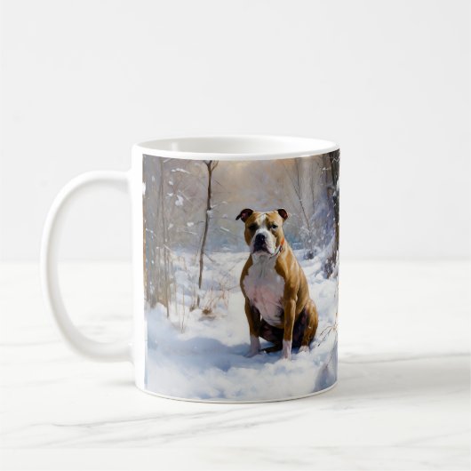 American Staffordshire Let It Snow Christmas Kaffeetasse (Links)