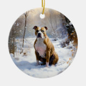American Staffordshire Let It Snow Christmas Keramik Ornament (Vorne)