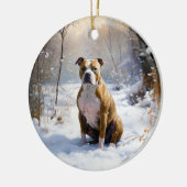 American Staffordshire Let It Snow Christmas Keramik Ornament (Links)