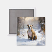 American Staffordshire Let It Snow Christmas Magnet (Vorderseite/Rückseite)