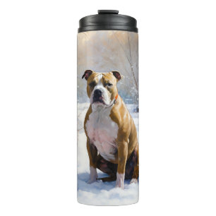 American Staffordshire Let It Snow Christmas Thermosbecher