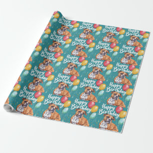 American Staffordshire mit Ballons Geburtstag Geschenkpapier