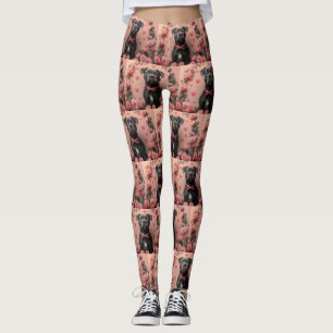 American Staffordshire mit Rosen -Valentinstag Leggings