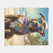 American Staffordshire on Beach, Sommergeschenk Fleecedecke (Vorderseite (Horizontal))