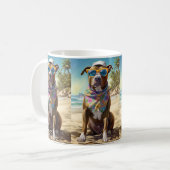 American Staffordshire on Beach, Sommergeschenk Kaffeetasse (Vorderseite Links)