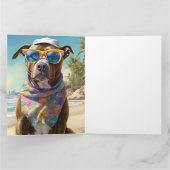 American Staffordshire on Beach, Sommergeschenk Karte (Innenseite)
