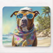 American Staffordshire on Beach, Sommergeschenk Mousepad (Vorne)