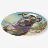 American Staffordshire on Beach, Sommergeschenk Pappteller (Schrägansicht)