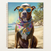 American Staffordshire on Beach, Sommergeschenk Planer (Vorderseite)