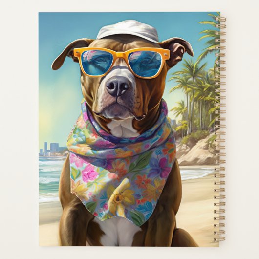 American Staffordshire on Beach, Sommergeschenk Planer (Rückseite)