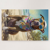 American Staffordshire on Beach, Sommergeschenk Puzzle (Horizontal)