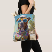 American Staffordshire on Beach, Sommergeschenk Tasche (Von Nahem)